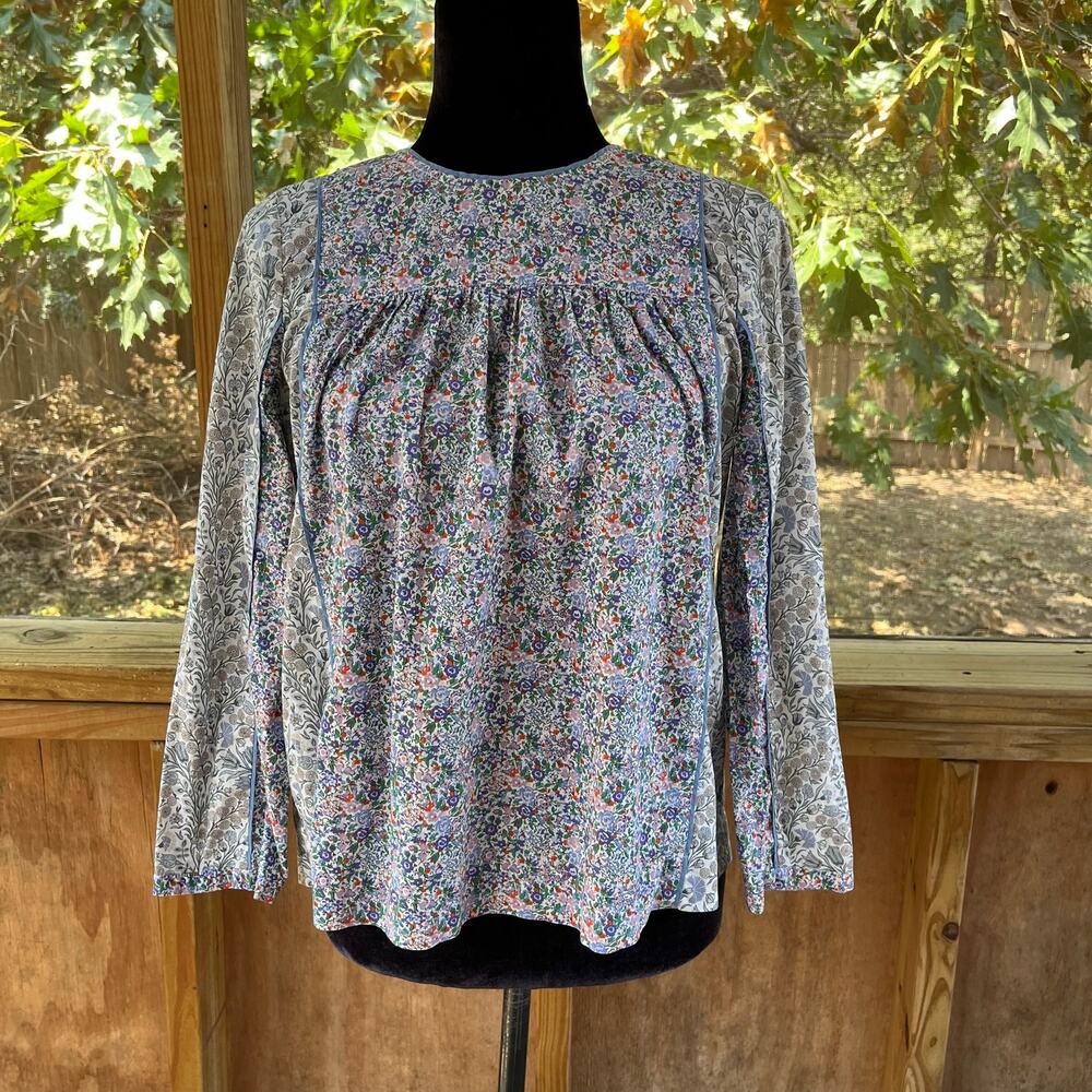 J.Crew Women's Floral Liberty Fabric Long Sleeve Peasant Top Size S